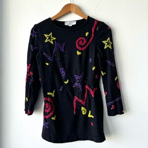 St. John Marie Gray Sweater Santana Knit Colorful Women S Celestial Cosmic USA